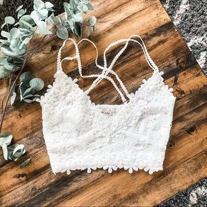 NWOT POL Lace Crochet White Bralette